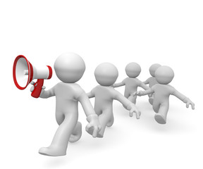 Leader and follower, 3d rendering