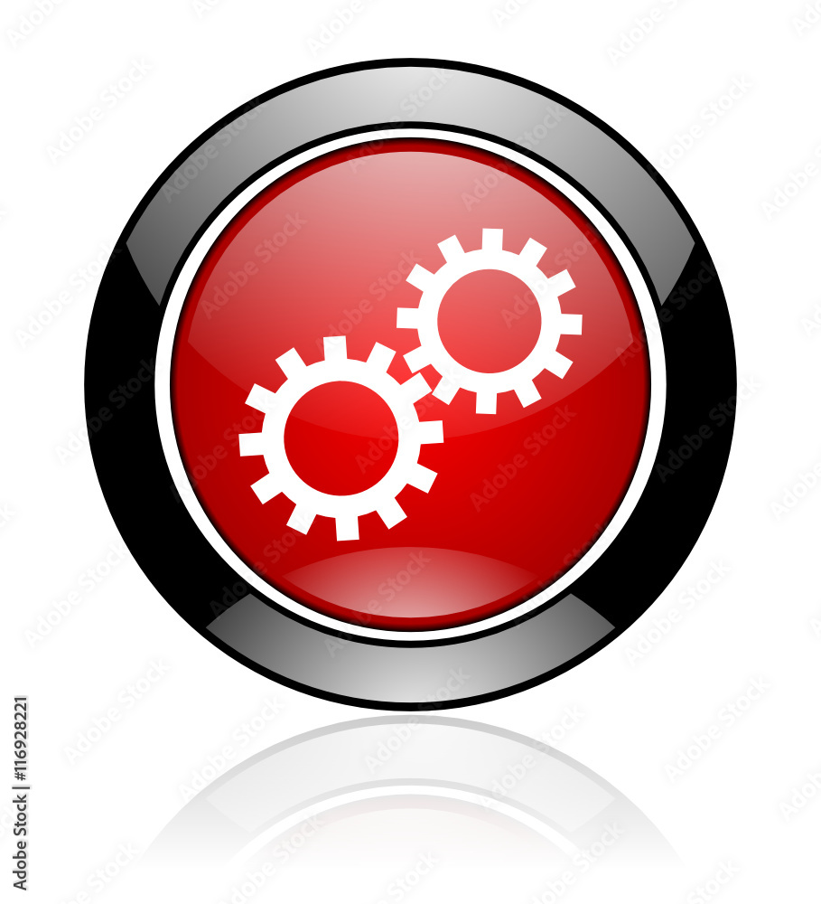Poster Modern design red and black glossy round web settings vector icon