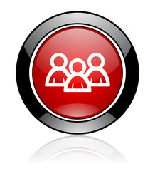 Red and black round glossy web forum vector icon