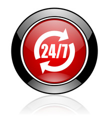 Modern design red and black glossy round web service vector icon