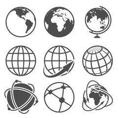 Globe earth vector icons set