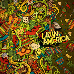 Cartoon hand-drawn doodles Latin American frame