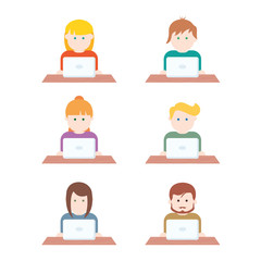 Set of people with computer icons avatar
