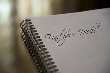 Find your Niche, as memo on notebook