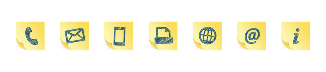 Contact scribble note icons set