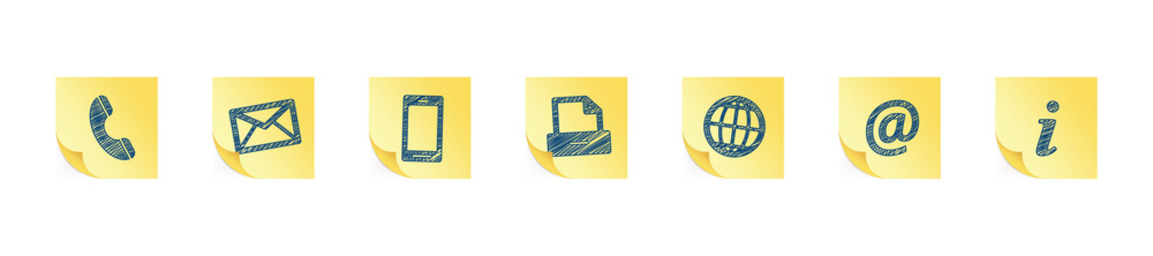 Contact scribble note icons set