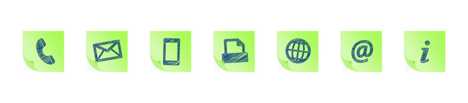 Contact scribble note icons set