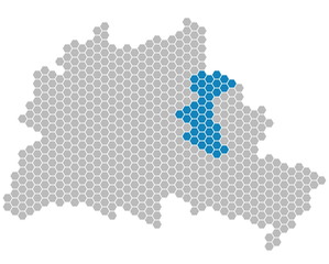 Fototapeta na wymiar Karte Berlin - Bezirk Lichtenberg