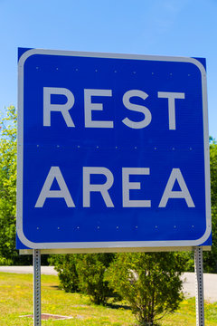 Large Blue Rest Area Sign