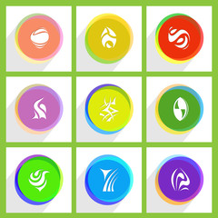 9 images of unique abstract forms. Internet template. Vector ico