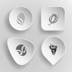 4 images: unique abstract forms. Abstract form set. White concav