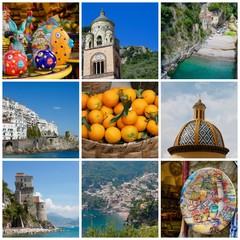 Obraz premium Collage Costiera Amalfitana - Positano e Amalfi