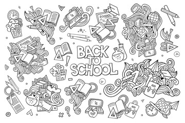 School and education doodles hand drawn vector symbols