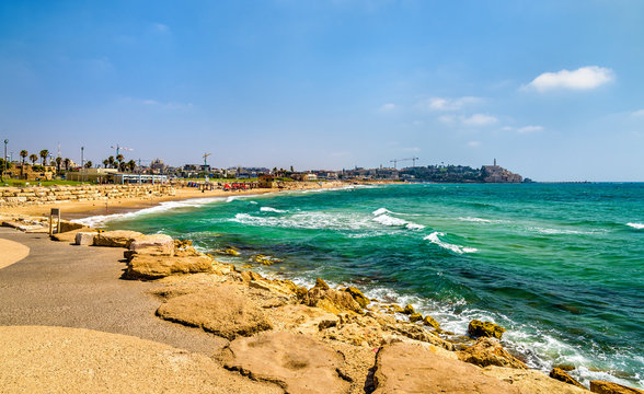 View of the Mediterranean waterfront in Tel Aviv