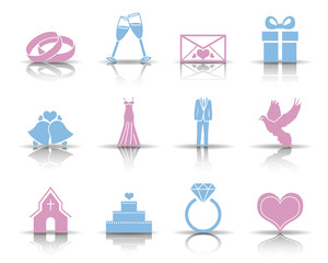 Hochzeit Iconset - Pink/Blau (Schatten)