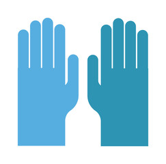 Blue medical gloves isolated on white background. Surgeon protection safety rubber medical gloves health care latex. Medical gloves protective surgical equipment hygiene wearing.