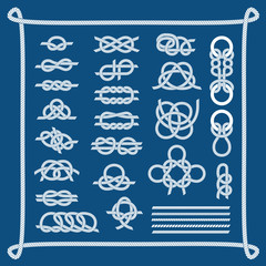 Sea boat knots vector set.