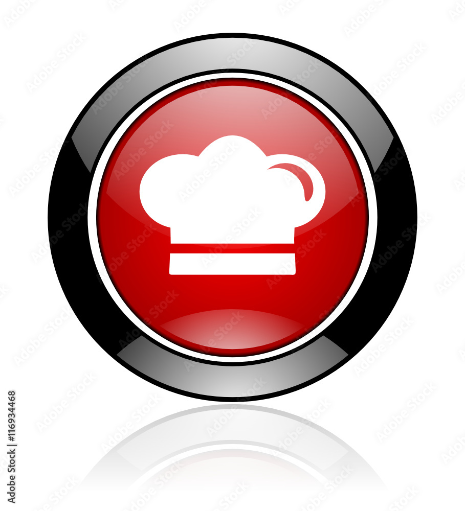 Poster red and black round glossy web cook vector icon