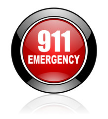 Glossy vector emergency call 911 icon