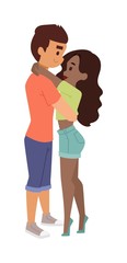 Fototapeta premium Kissing couple vector illustration.