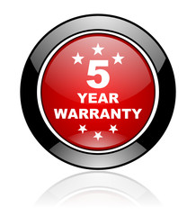 Modern design red and black circle vector warranty icon. Round web guarantee button. 