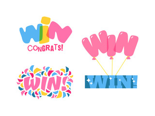 Win text vector illustration