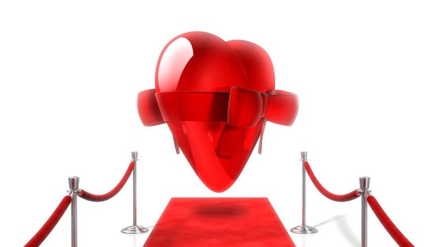 Fly down the red carpet and end at a giant Valentine's day heart with a giant ribbon and bow on it. The last 210 frames make as seamless loop.