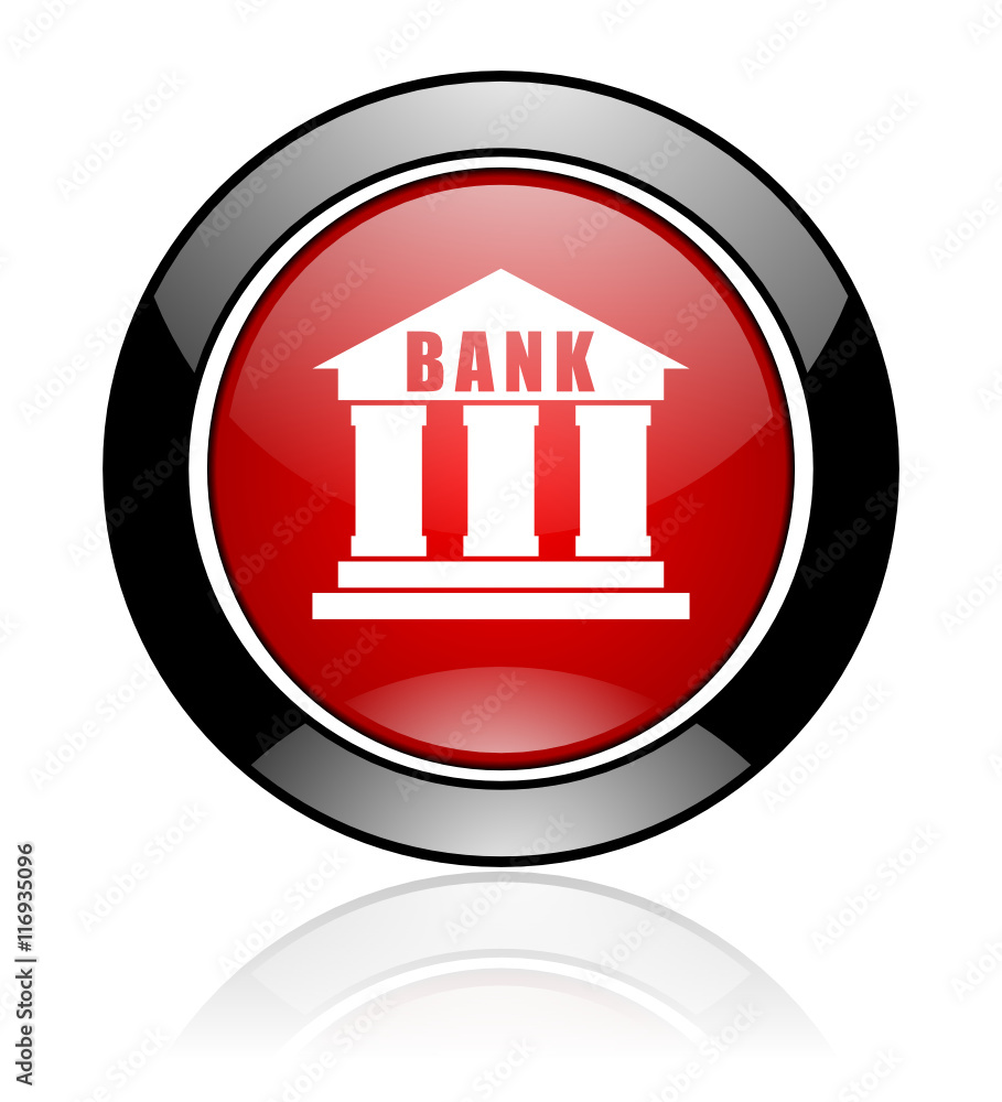 Aufkleber modern design red and black circle vector bank icon. round web finance button.