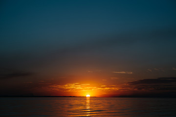 Colorful sunset over the lake