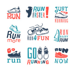 Run sport motivation vector set.