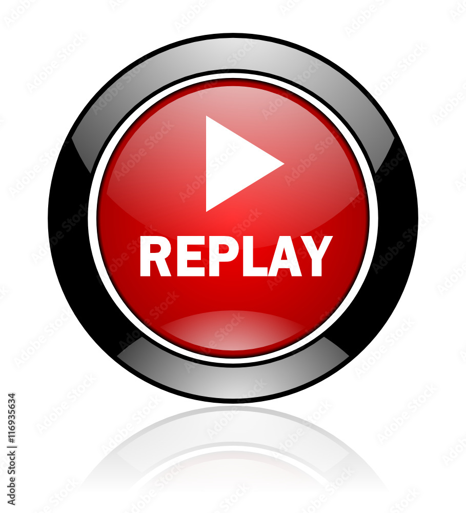 Leinwandbilder modern design red and black circle vector replay icon. round web play button.