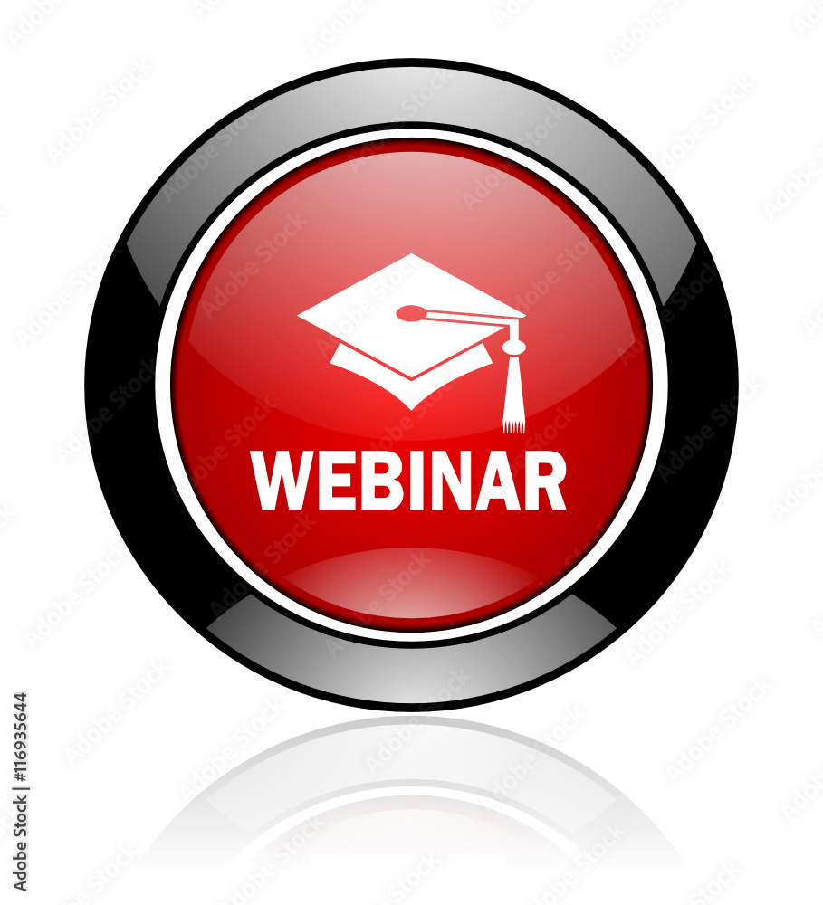 Leinwandbilder modern design red and black circle vector webinar icon. round web e-learning button.