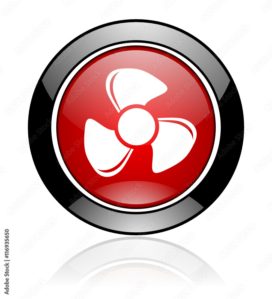 Poster modern design red and black circle vector fan icon. round web cooler button.