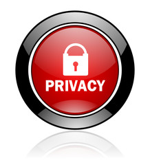 Modern design red and black circle vector privacy icon. Round web security button. 