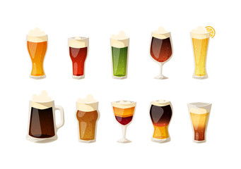 Beer vector icons set.
