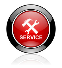 Obraz premium Modern design red and black round web service vector icon