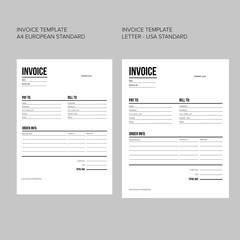Invoice / business template - European and USA standard paper