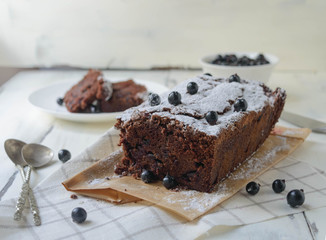 chocolate cake with blackcurrant