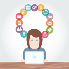 Social Media network people with computers vector illustration