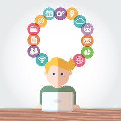 Social Media network people with computers vector illustration