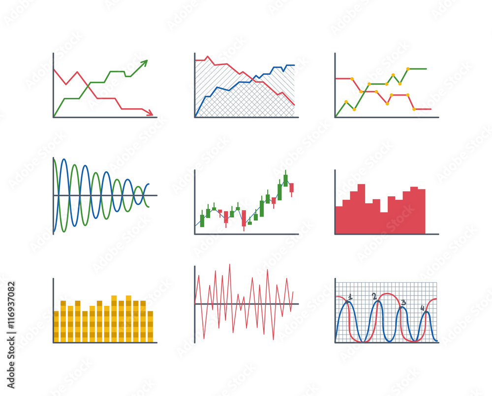 Poster business data graph analytics vector elements. bar pie charts diagrams and graphs flat icon. infogra