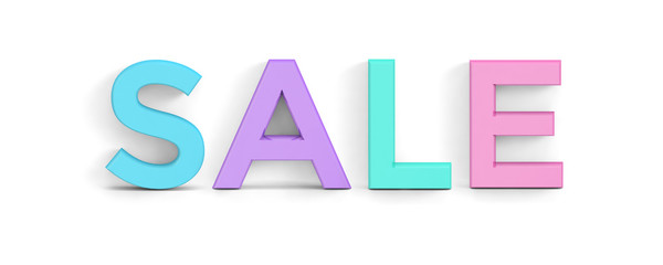 SALE- bunte Buchstaben (3D-Optik) auf weissem Hintergrund 