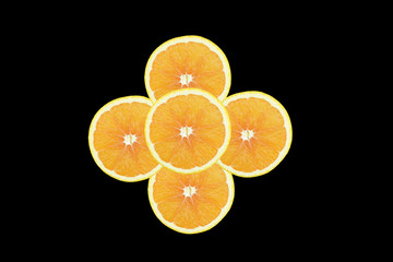 Five of cross section orange on black background