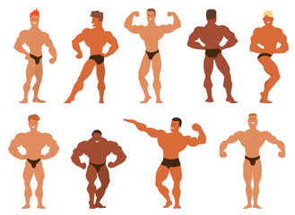 Mens physics bodybuilders vector illustration.