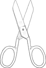 Monochrome vector artwork - dressmaker scissors on white