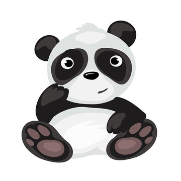 Cartoon Panda sitting, isolated vector animal