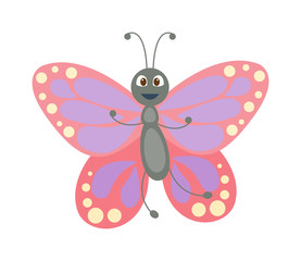 Cute butterfly vector isolated on white