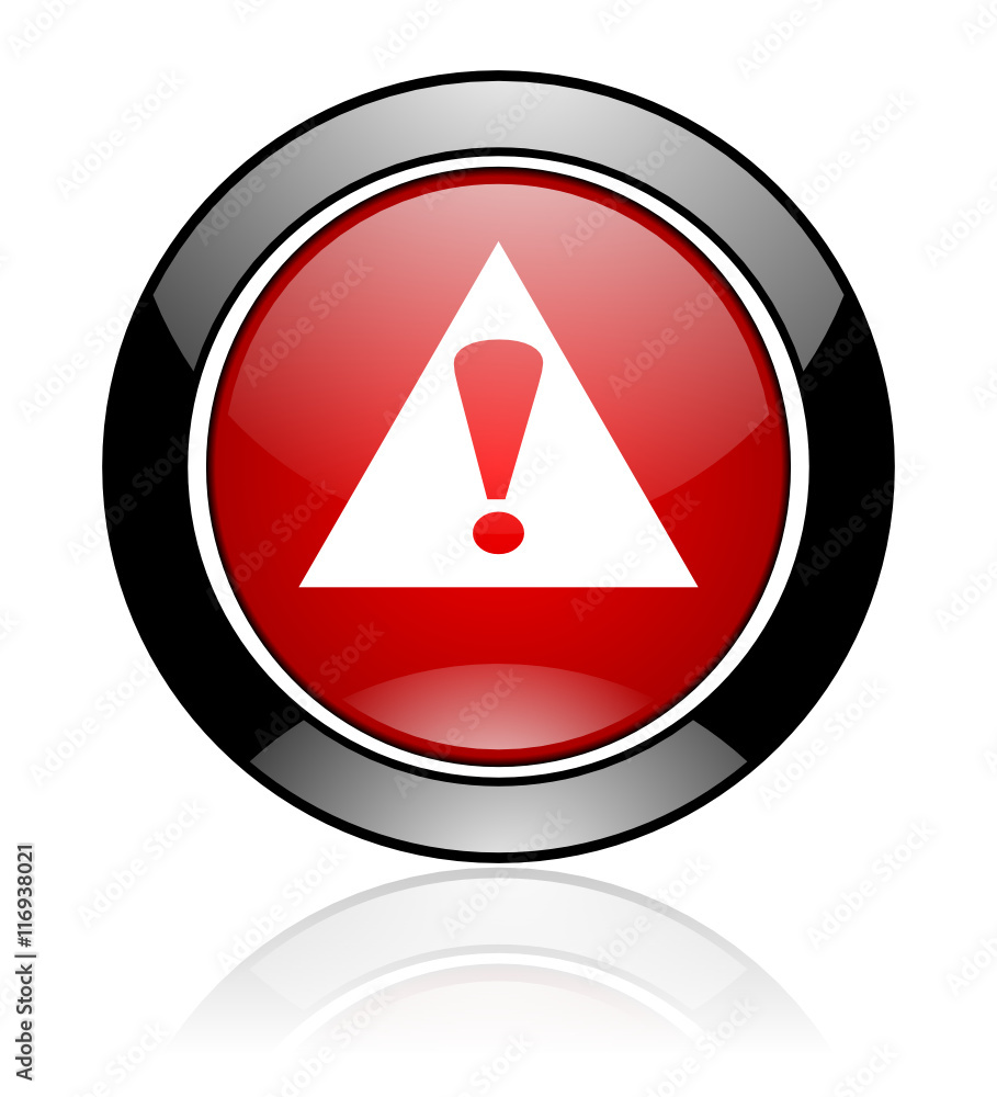Poster modern design red and black circle vector exclamation sign icon. round web warning button.