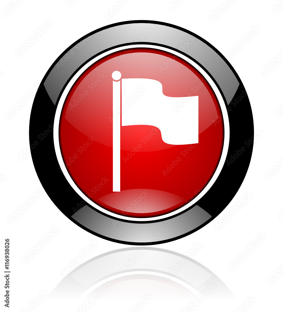 Fototapete modern design red and black circle vector flag icon. round web mark button.