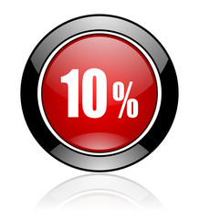 Modern design red and black circle vector sale icon. Round web promotion button. 